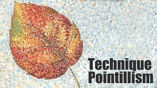 Speed Painting  Technique Pointillism  Autumn leaf  Gouache  IOTN [upl. by Clywd]