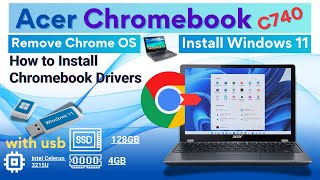 Acer C740 ChromebookInstall Windows 11 in Chromebook   install Chromebook Drivers  Urdu  Hindi [upl. by Warrick]