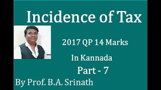 Incidence of Tax in Kannada PART 7 2017 BCom Question Paper for 14 Marks By Srinath Sir [upl. by Hgielyk]