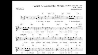 quotWhat a Wonderful Worldquot Louis Armstrong Alto Sax Sheet music w lyrics and chords [upl. by Sandro767]