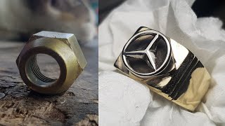 I TURN HEX NUT INTO A RING WITH THE MERCEDES BENZ LOGO SUK BE [upl. by Charla]