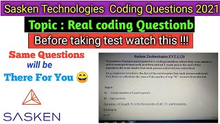 sasken off campus coding question asked with complete solution english final video [upl. by Nnaes]