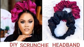 DIY SCRUNCHIE HEADBAND NO PLASTIC INSIDE How to make Trendy Ruffle Elastic headbands Eco friendly [upl. by Shishko]