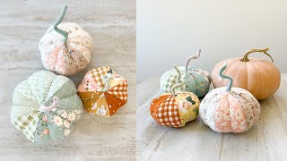 Fabric Pumpkin Trio  How to make Pumpkin using fabric  Forgotten Memories fabric  Beginner Sewing [upl. by Giffard]