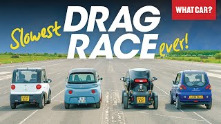 DRAG RACE Citroen Ami vs Renault Twizy amp more – mini electric car battle  What Car [upl. by Tnarb216]