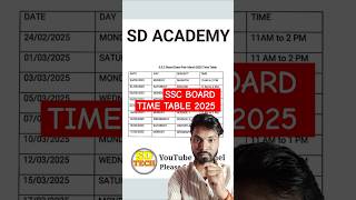 SSC BOARD Time Table 2025 sdtech shorts ssc timetable boardexamtimetable boardexam2025 [upl. by Sjoberg409]