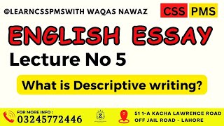 What is Descriptive writing In English Essay Lecture 5 CSS  Waqas Nawaz cssexam englishessay [upl. by Allemap]