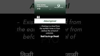 Aboriginal  One Word Substitution 10 TheBookOcean [upl. by Notsecnirp]