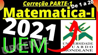 Matemática1 UEM 2021 Correção parte 1 De 1 á 20 [upl. by Aarika620]