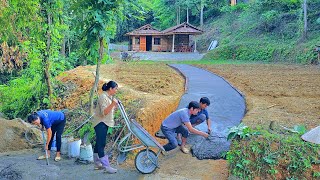 Completion process of new resettlement site Mr DAUs family came to help build concrete roads [upl. by Sontich]