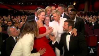 Ellen DeGeneres takes a selfie at the Oscars [upl. by Yarw639]