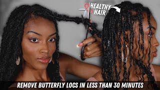 EASIEST WAY TO TAKE OUT YOUR BUTTERFLY LOCS less than 30 min  Slim Reshae [upl. by Notsruht]