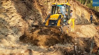 Landslide Prone Mountain Road Track Quick SlidesJCB Backhoe Mountain Road Work [upl. by Hsakiv262]