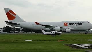 Magma Aviation Boeing 747 400F Short landing at Kemble Airport  10102023 [upl. by Ytsirc]