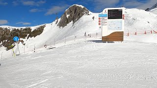 Skiing Blue Tome slope getting off Rossa lift in La Plagne resort down other side  Feb 2023  GoPro [upl. by Ilahsiav456]