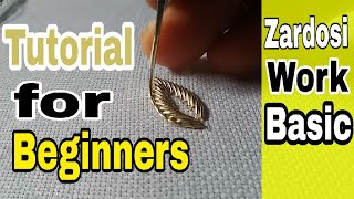 zardosi work for beginners  Hand Embroidery  zardozi  Aari Work [upl. by Anikas]