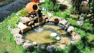 DIY Small Garden Pond with Waterfall amp Rock Garden [upl. by Ahseinek499]