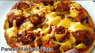 Paneer Makhani Pizza  पनीर मखनी पिज़्ज़ा  No Oven Recipe [upl. by Aihsenet263]