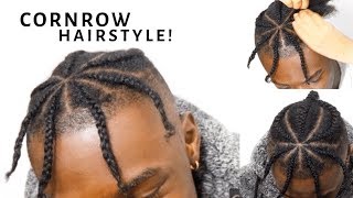 Mens Cornrow Hairstyle  Quick amp Easy Braid Up Tutorial  High Top Fade Haircut [upl. by Boris241]