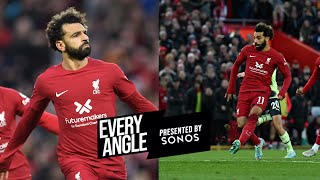 Every angle of Salahs strike from Alissons pinpoint pass  Liverpool vs Man City [upl. by Leland]