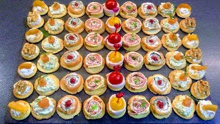 خمسة اشكال من المملحات الفاخرة للعراضات والمناسبات بدون عجين💓Canapés salés [upl. by Ahsillek407]