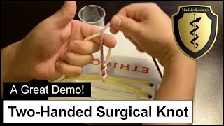 TwoHanded Surgical Square Knot  Stepbystep instructions [upl. by Mosenthal339]