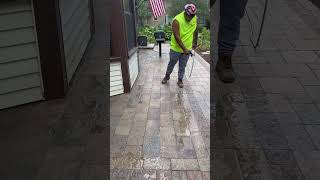 Complete the project by adding water to the polymeric sand SureBrickSealers brick paver sealer [upl. by Slaughter]