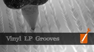 Electron microscope slowmotion video of vinyl LP [upl. by Ahtnammas]