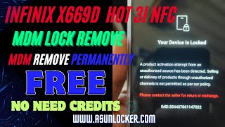 Infinix X669D your Device is Locked MDM Remove  Infinix Hot 30i NFC MDM Remove solution [upl. by Grace]