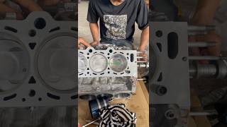 install cylinder block and piston autorepair carenginerepair cylinderhead mechanic carengine [upl. by Rumilly]