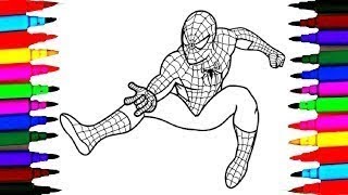 Coloriage Dessiner Spiderman  How To Color Spiderman Coloring Drawing Pages videos for kids [upl. by Bret]