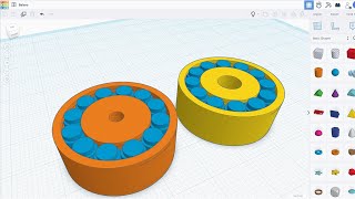 Balero  Rodamiento Cojinete de rodillos en Tinkercad para impresión 3D [upl. by Ariahay]