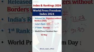 Index amp Rankings Current Affairs 2024  World Press Freedom Index 2024 currentaffairs [upl. by Kirchner]