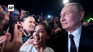 Putin mingles with people on Dagestan visit [upl. by Sihon]