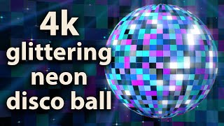 Glittering neon disco ball in 4K [upl. by Nyra]