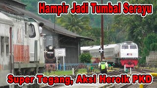 Aksi Heroik Satpam Stasiun Super Tegang Pas Kereta Serayu Tiba [upl. by Luemas371]