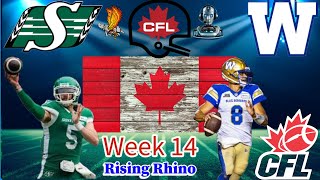 Saskatchewan Roughriders Vs Winnipeg Blue Bombers CFL Week 14 Watch Party and Play by Play [upl. by Varney]