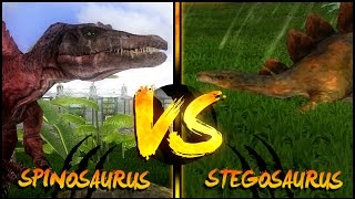 Dinosaur Battles  Spinosaurus Vs Stegosaurus  Jurassic Park  Operation Genesis [upl. by Carson]