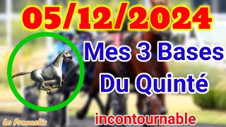 Pronostics PMU Mes 3 bases incontournable JEUDI 05 DECEMBRE 2024 VINCENNES [upl. by Englis518]