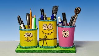 Pen Holder from Recycled Plastic Bottle  DIY Recycled Bottle Pencil Holder  DIY Waste Bottle Craft [upl. by Pearl]