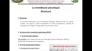 La membrane plasmique cytologie pour la première année médecine [upl. by Chappy]