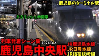 【鹿児島のターミナル駅】鹿児島中央駅列車発着シーン集鹿児島本線日豊本線指宿枕崎線202432 [upl. by Aisatna]