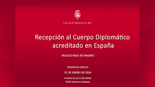 Recepción anual de SSMM los Reyes al Cuerpo Diplomático acreditado en España [upl. by Kaule798]