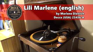 【蓄音機で聴こう♪】マレーネ・ディートリッヒ「リリー・マルレーン」 Marlene Dietrich  Lili Marlene【たぶん高音質です】 [upl. by Bluefield]