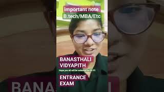 BANASTHALI VIDYAPITH entrance exam 2024 education banasthalividyapith exampreparation ytshorts [upl. by Sirob]