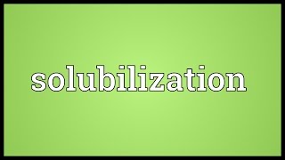 Solubilization Meaning [upl. by Elokkin]