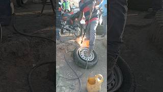 Crazy tricks of stretching tire with fire technique 🔥🧨🔥 [upl. by Junna809]