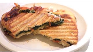 How to make panini sandwich with mozzarella tomatos basil [upl. by Tsirhc59]