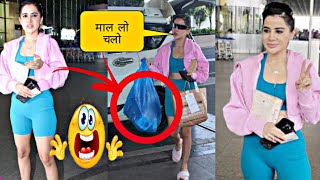 Uorfi Javed snapped at Mumbai airport with plastic bag in hand people trolled her see clipbollywood [upl. by Nonnad398]