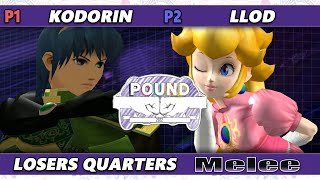 Pound 2022 Losers Quarters  KoDoRiN Marth Vs lloD Peach SSBM Smash Melee Tournament [upl. by Enaile886]